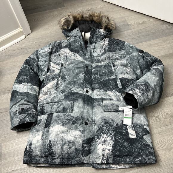 Michael Kors Men's hooded Bib Snorkel Parka in Marble Blue Large - Picture 1 of 8